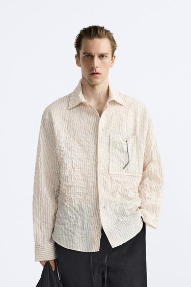 STRIPED CREASED-EFFECT SHIRT