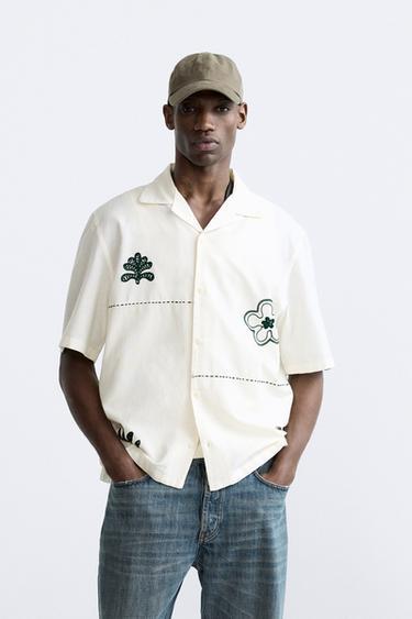 CONTRAST EMBROIDERED SHIRT